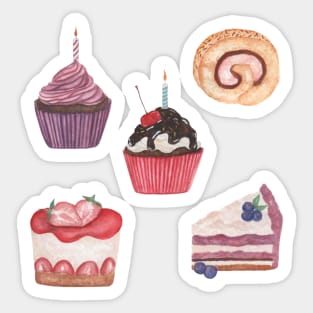 Cake cupcake set watercolor Sticker